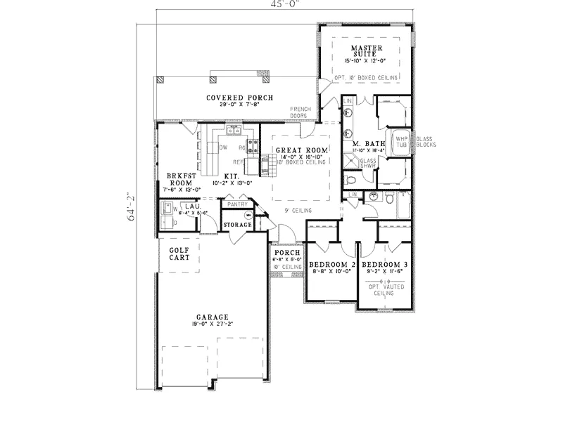 Southern House Plan First Floor - Maryland Heights Ranch Home 055D-0290 - Shop House Plans and More