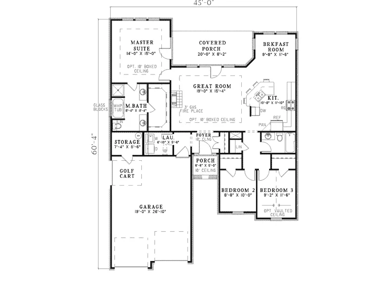 Arts & Crafts House Plan First Floor - Gasconade Point Ranch Home 055D-0291 - Search House Plans and More