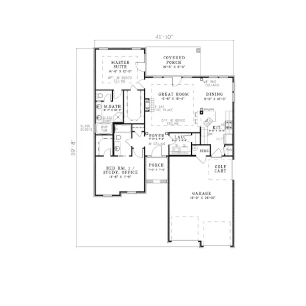 European House Plan First Floor - Lindworth Ranch Style Home 055D-0293 - Shop House Plans and More