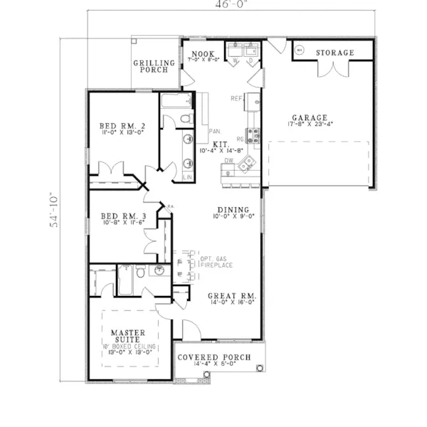 Traditional House Plan First Floor - Horatio Ranch Home 055D-0295 - Search House Plans and More