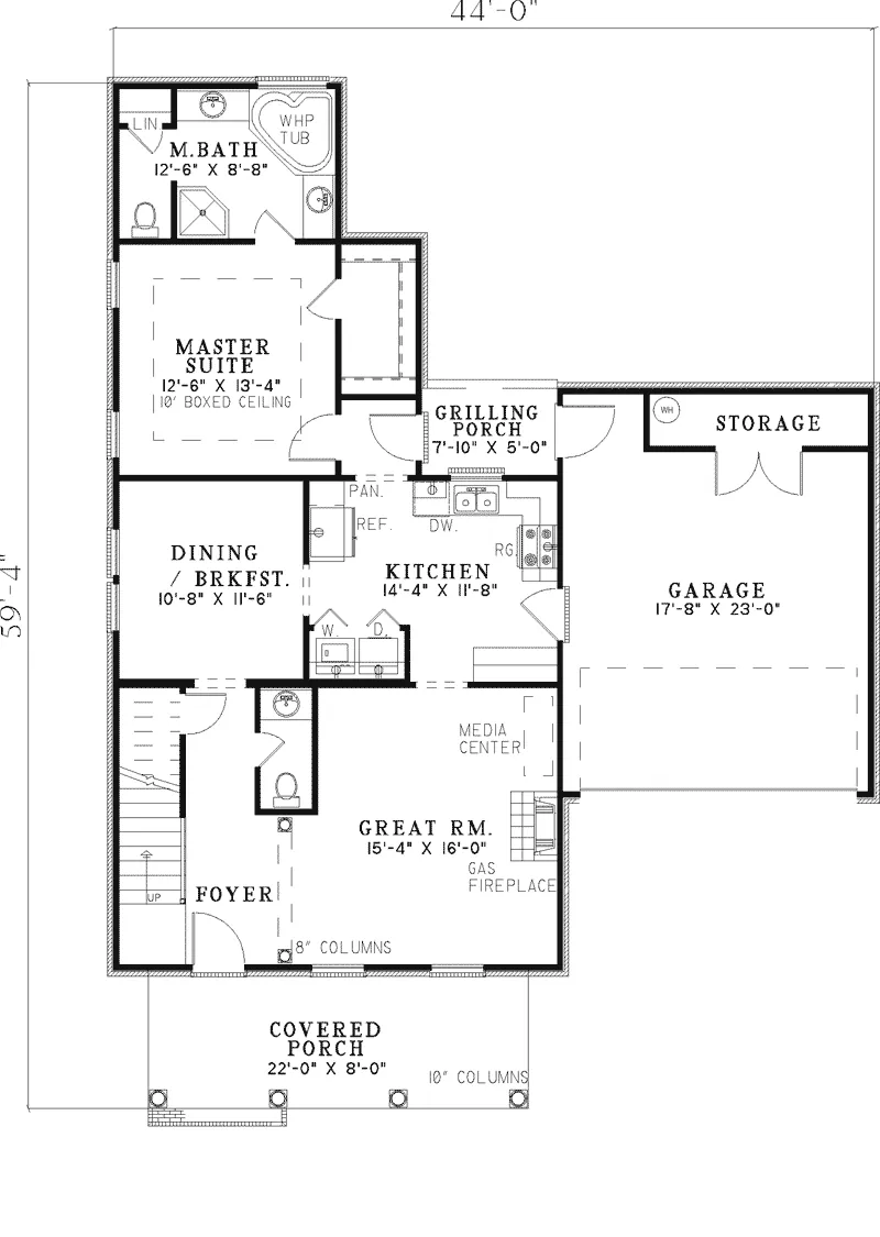Southern House Plan First Floor - Pagedale Country Southern Home 055D-0298 - Shop House Plans and More