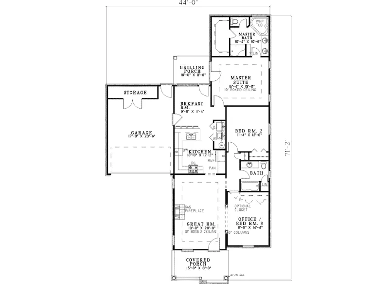 Country House Plan First Floor - Gordon Place Traditional Home 055D-0299 - Search House Plans and More