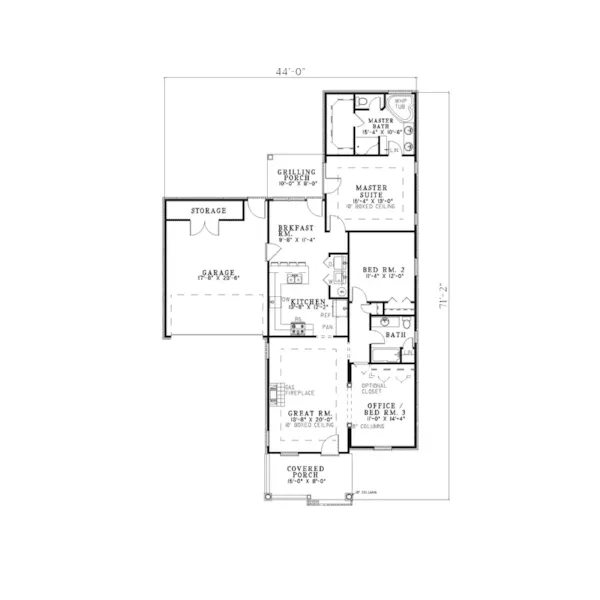 Neoclassical House Plan First Floor - Gordon Place Traditional Home 055D-0299 - Search House Plans and More