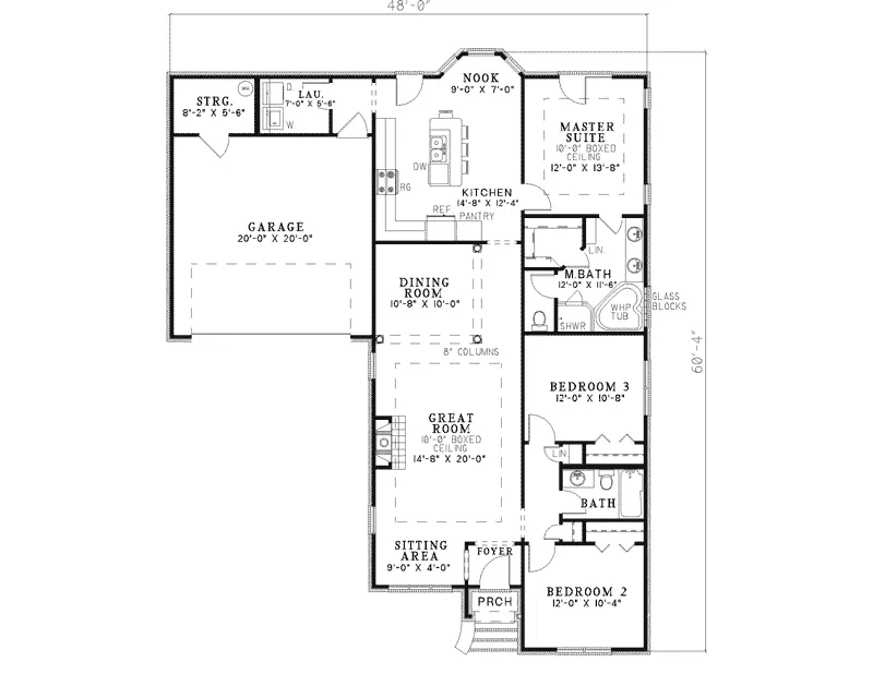 Southern House Plan First Floor - Fairborough Ranch Home 055D-0300 - Search House Plans and More