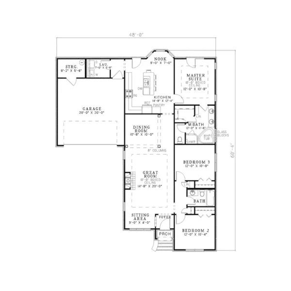 Country House Plan First Floor - Fairborough Ranch Home 055D-0300 - Search House Plans and More