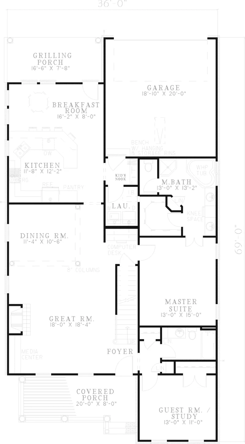 Traditional House Plan First Floor - Meralda Traditional Home 055D-0305 - Shop House Plans and More