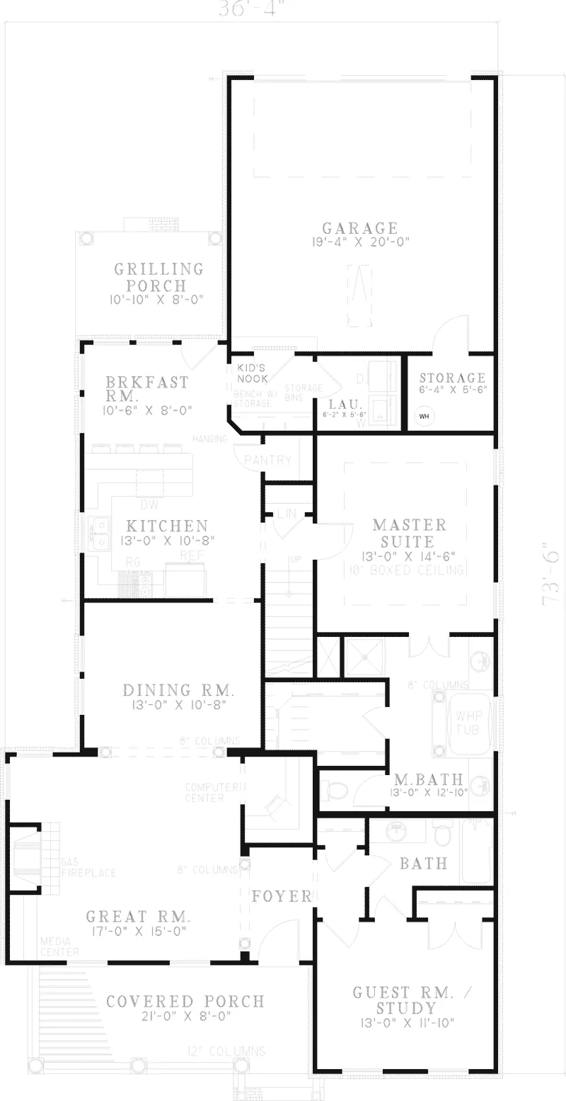 Country House Plan First Floor - Wayland Point Narrow Lot Home 055D-0306 - Shop House Plans and More