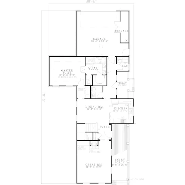 Southern House Plan First Floor - Dothan Ridge Country Farmhouse 055D-0307 - Search House Plans and More