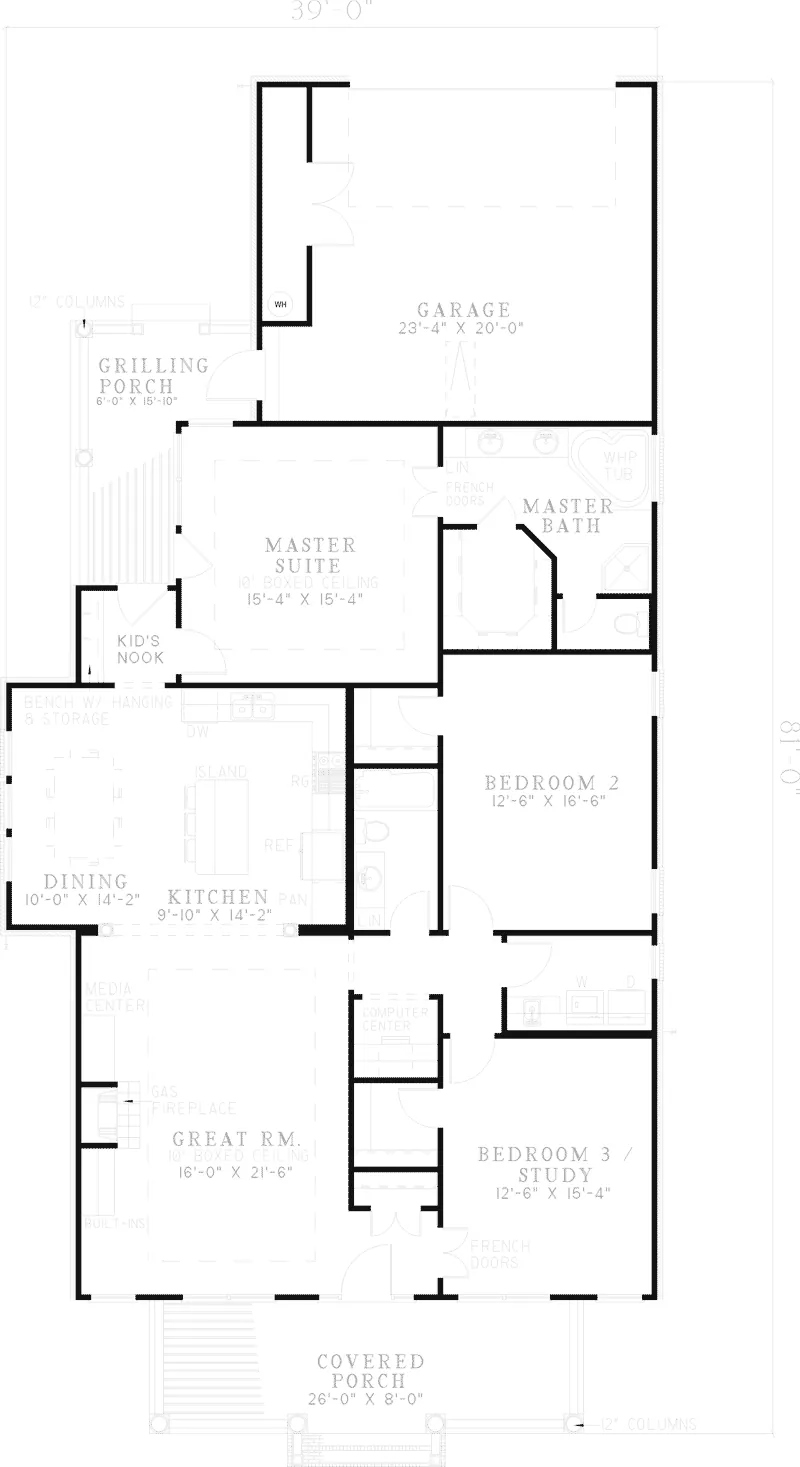 Colonial House Plan First Floor - Graybrooke Country Home 055D-0309 - Search House Plans and More