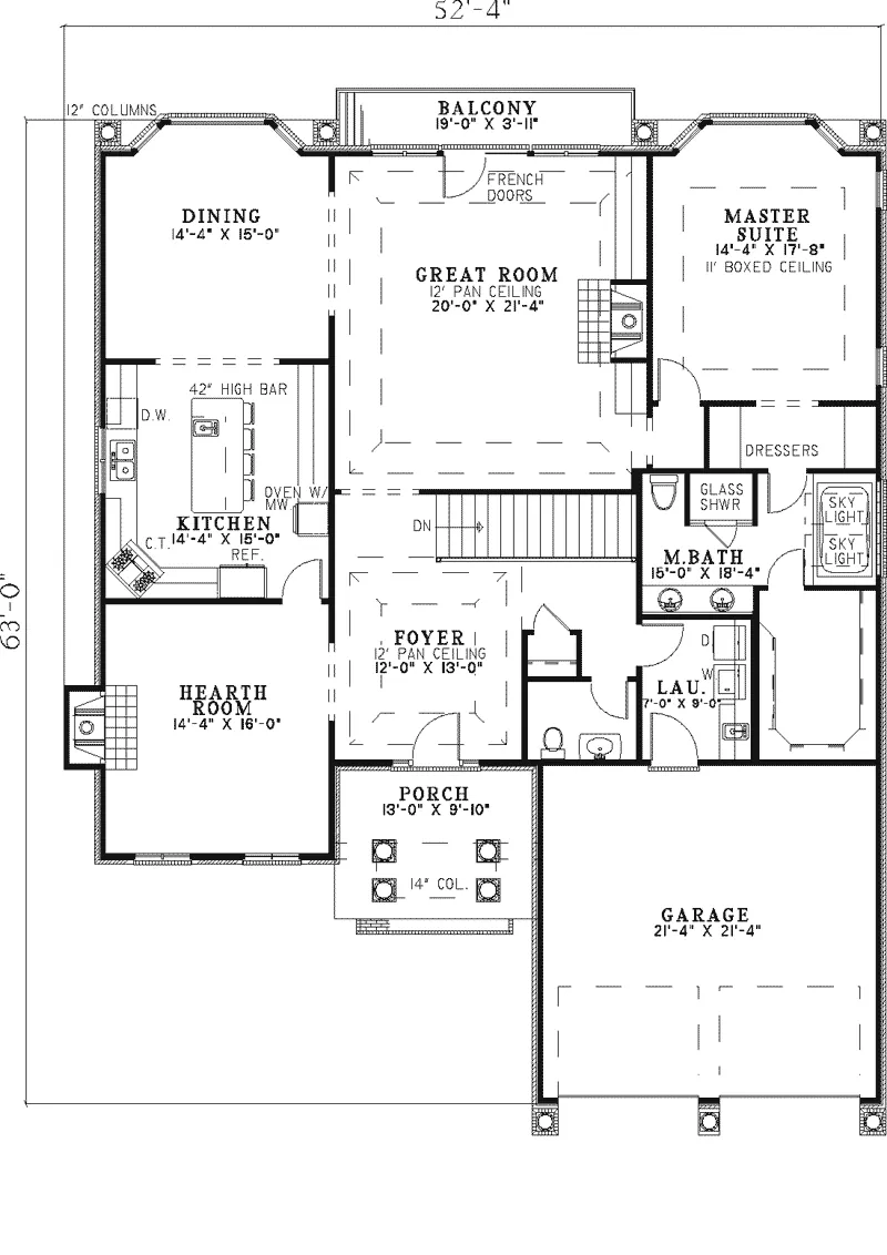 Traditional House Plan First Floor - Eastover Southern Ranch Home 055D-0314 - Search House Plans and More