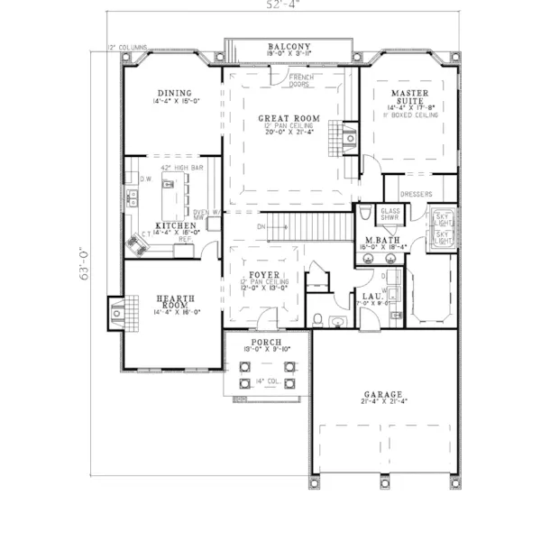 Ranch House Plan First Floor - Eastover Southern Ranch Home 055D-0314 - Search House Plans and More