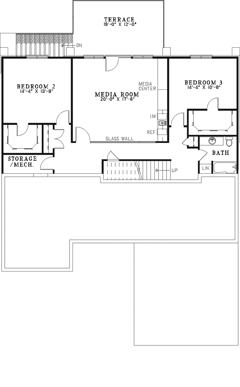 Traditional House Plan Lower Level Floor - Eastover Southern Ranch Home 055D-0314 - Search House Plans and More