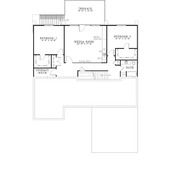 Ranch House Plan Lower Level Floor - Eastover Southern Ranch Home 055D-0314 - Search House Plans and More