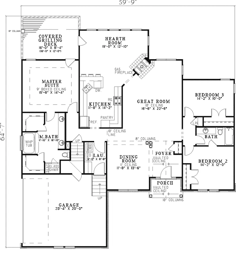 Southern House Plan First Floor - Sandia Traditional Home 055D-0315 - Shop House Plans and More
