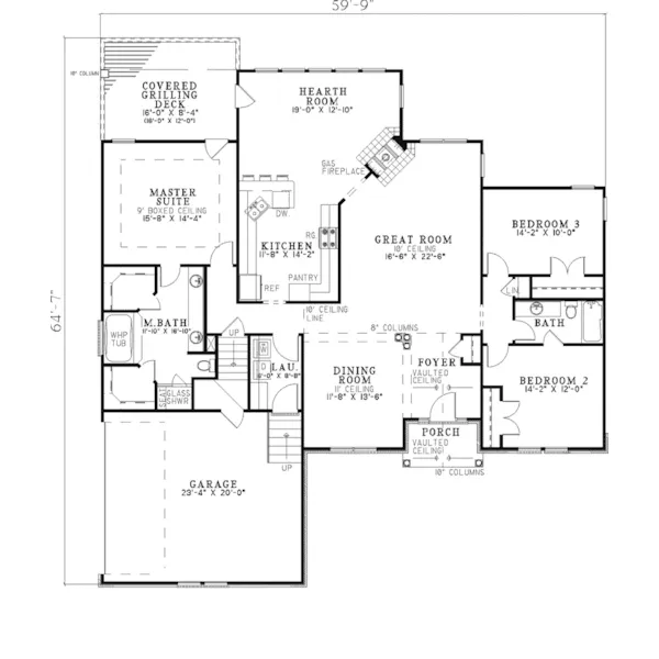 Ranch House Plan First Floor - Sandia Traditional Home 055D-0315 - Shop House Plans and More