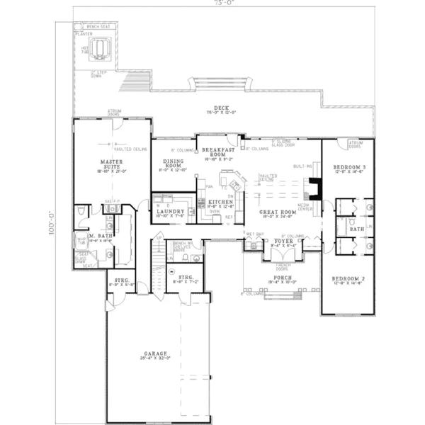 Country House Plan First Floor - Carina Terrace Country Home 055D-0317 - Search House Plans and More