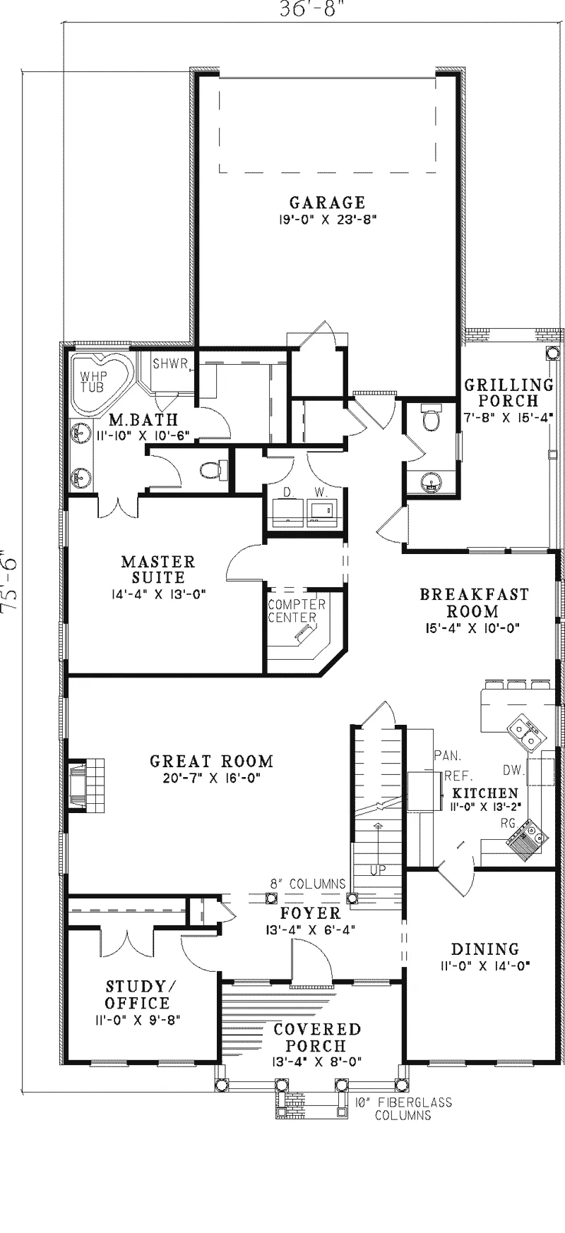 Neoclassical House Plan First Floor - Mason Wood Southern Home 055D-0321 - Shop House Plans and More