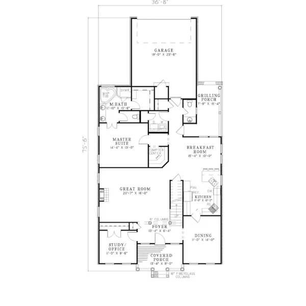 Southern House Plan First Floor - Mason Wood Southern Home 055D-0321 - Shop House Plans and More