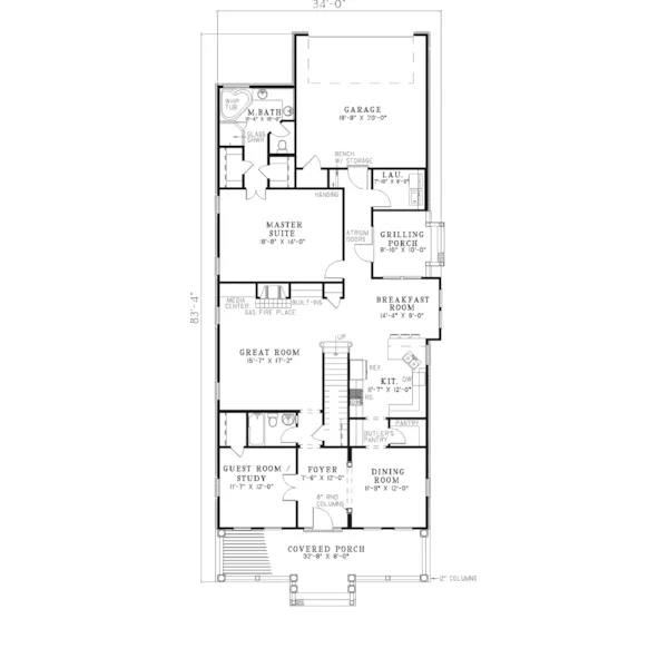 Farmhouse Plan First Floor - Cobbler Place Country Home 055D-0325 - Search House Plans and More