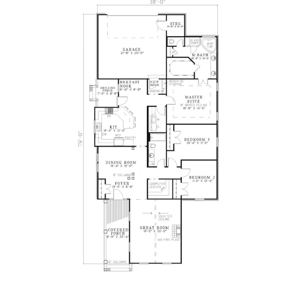 Country House Plan First Floor - Massabelle Colonial Home 055D-0328 - Shop House Plans and More