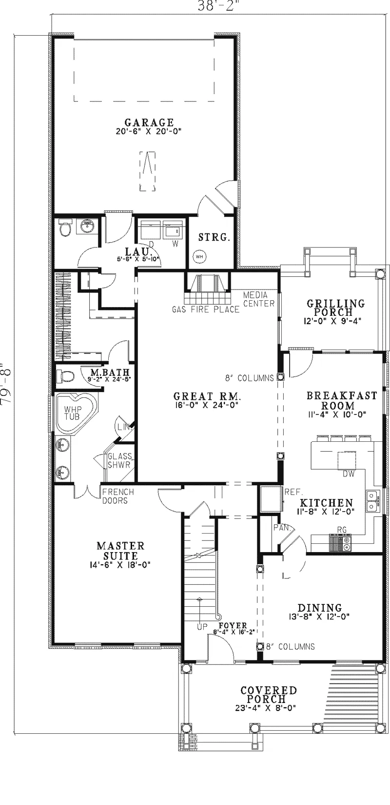 Country House Plan First Floor - Verplank Narrow Lot Home 055D-0332 - Shop House Plans and More