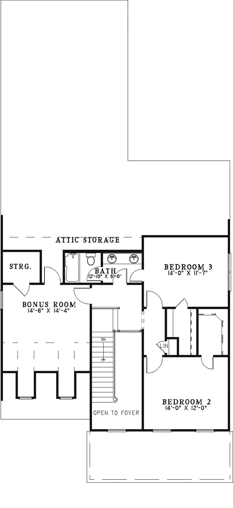 Southern House Plan Second Floor - Verplank Narrow Lot Home 055D-0332 - Shop House Plans and More