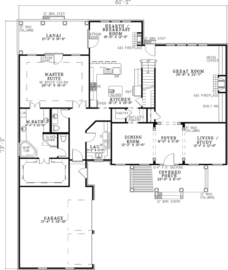 Plantation House Plan First Floor - Belton Park Country Home 055D-0335 - Search House Plans and More