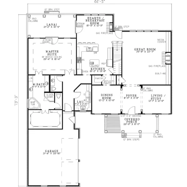 Southern Plantation House Plan First Floor - Belton Park Country Home 055D-0335 - Search House Plans and More