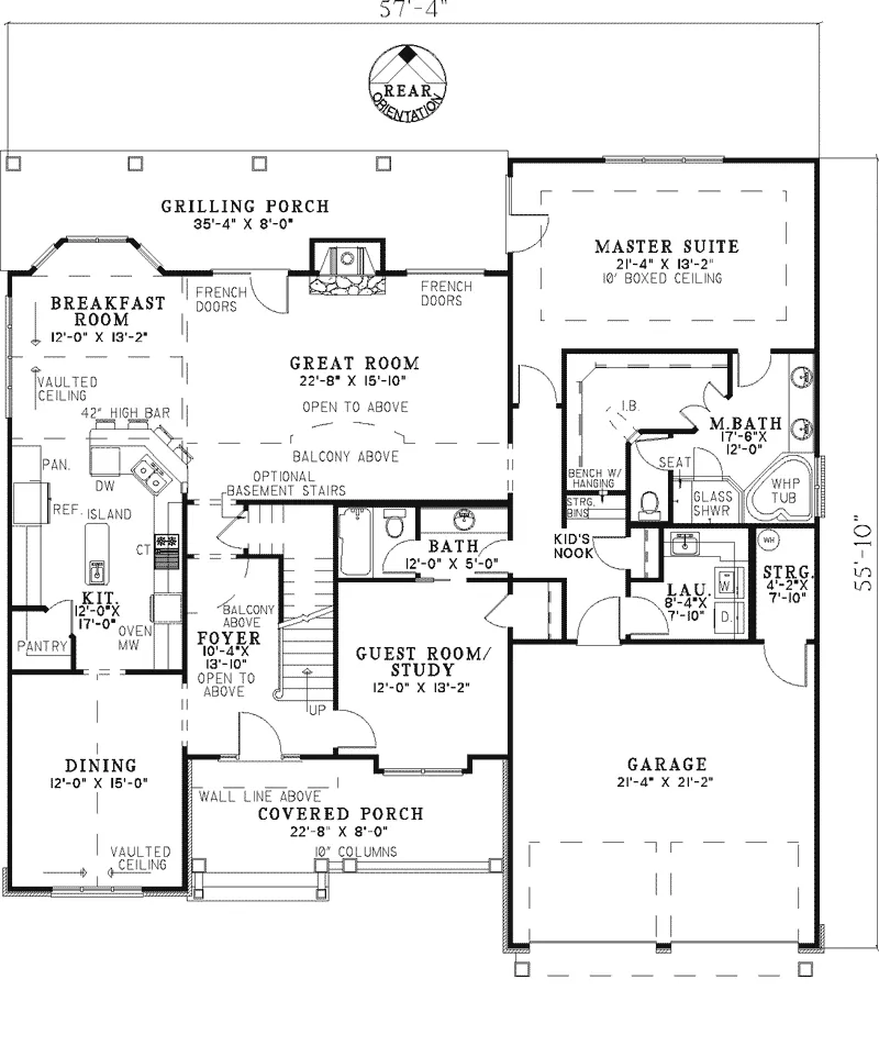 Country French House Plan First Floor - Bellabrook Arts And Crafts Home 055D-0337 - Search House Plans and More