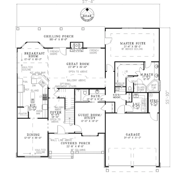 Shingle House Plan First Floor - Bellabrook Arts And Crafts Home 055D-0337 - Search House Plans and More