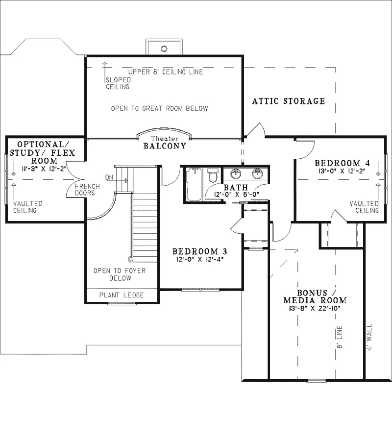 Arts & Crafts House Plan Second Floor - Bellabrook Arts And Crafts Home 055D-0337 - Search House Plans and More