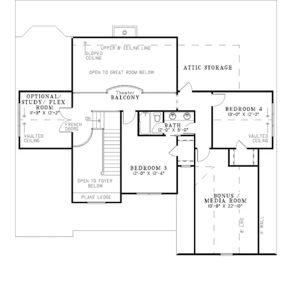 Shingle House Plan Second Floor - Bellabrook Arts And Crafts Home 055D-0337 - Search House Plans and More