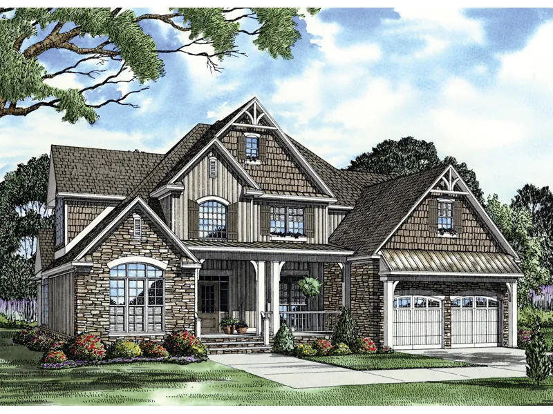 Country French House Plan Front Image - Bellabrook Arts And Crafts Home 055D-0337 - Search House Plans and More