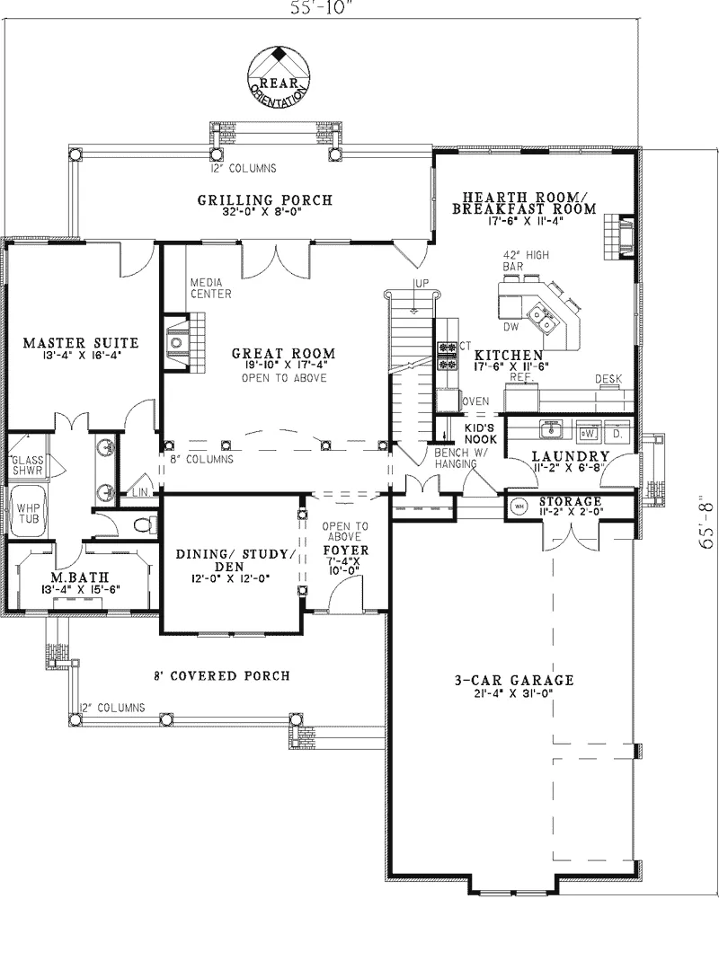 Country House Plan First Floor - Pommarde Traditional Home 055D-0339 - Shop House Plans and More
