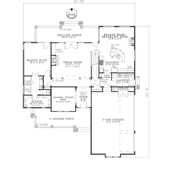 Traditional House Plan First Floor - Pommarde Traditional Home 055D-0339 - Shop House Plans and More