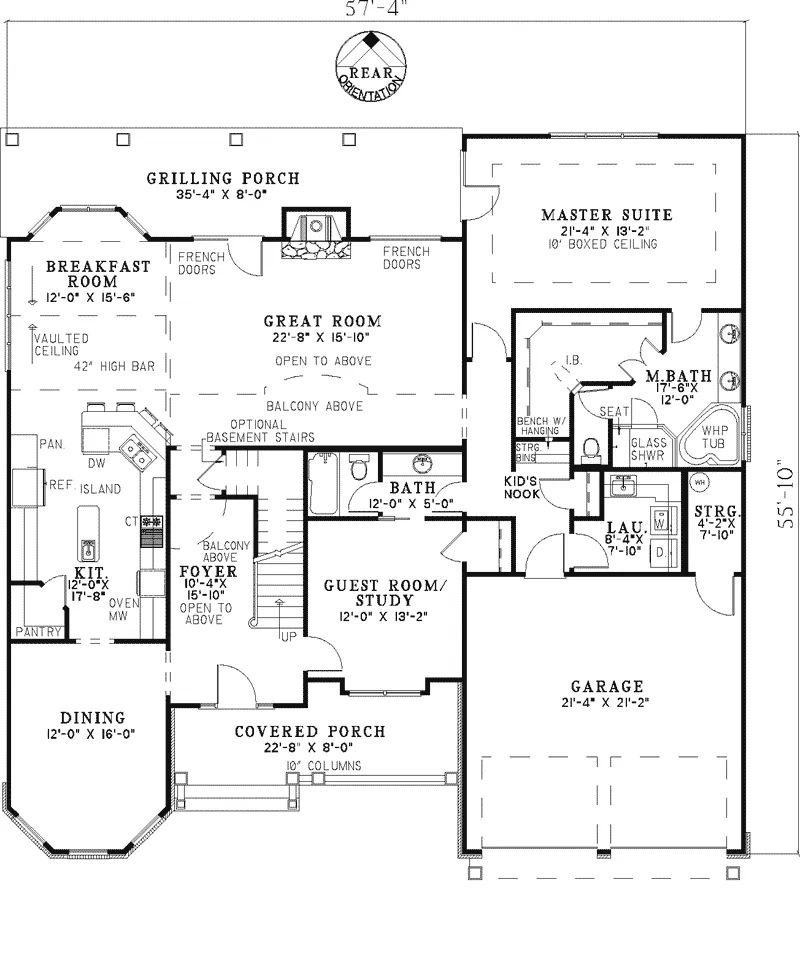 Shingle House Plan First Floor - Wardell Shingle Style Home 055D-0340 - Shop House Plans and More