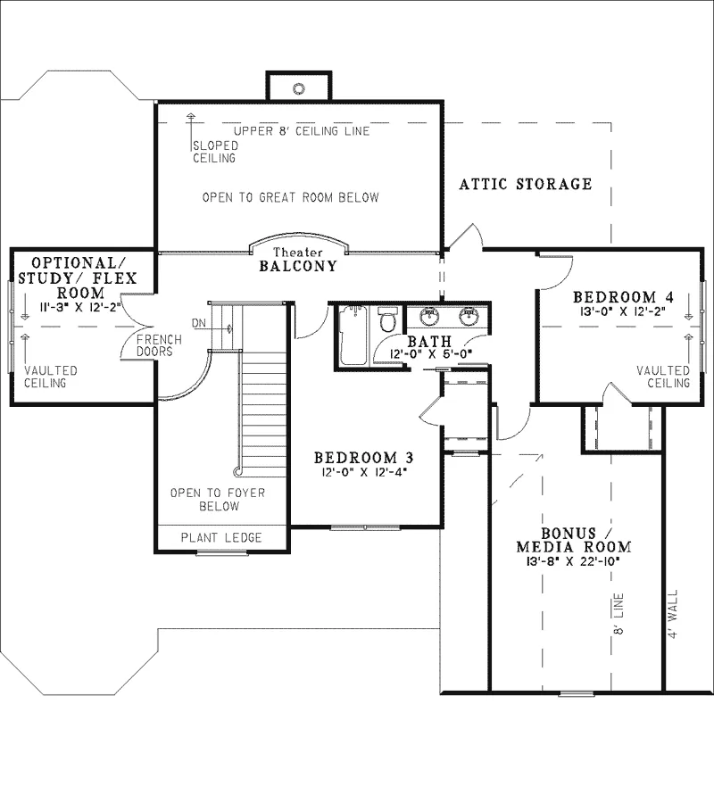 Shingle House Plan Second Floor - Wardell Shingle Style Home 055D-0340 - Shop House Plans and More