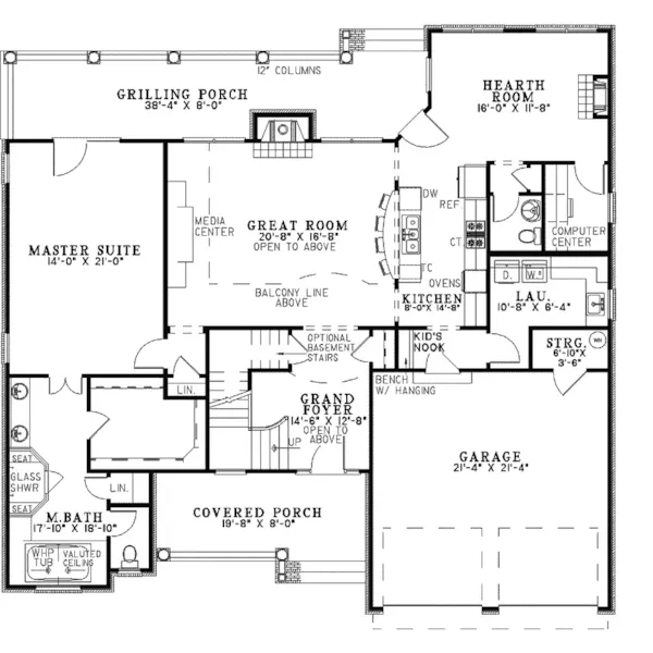 Traditional House Plan First Floor - Antonella Traditional Home 055D-0341 - Search House Plans and More