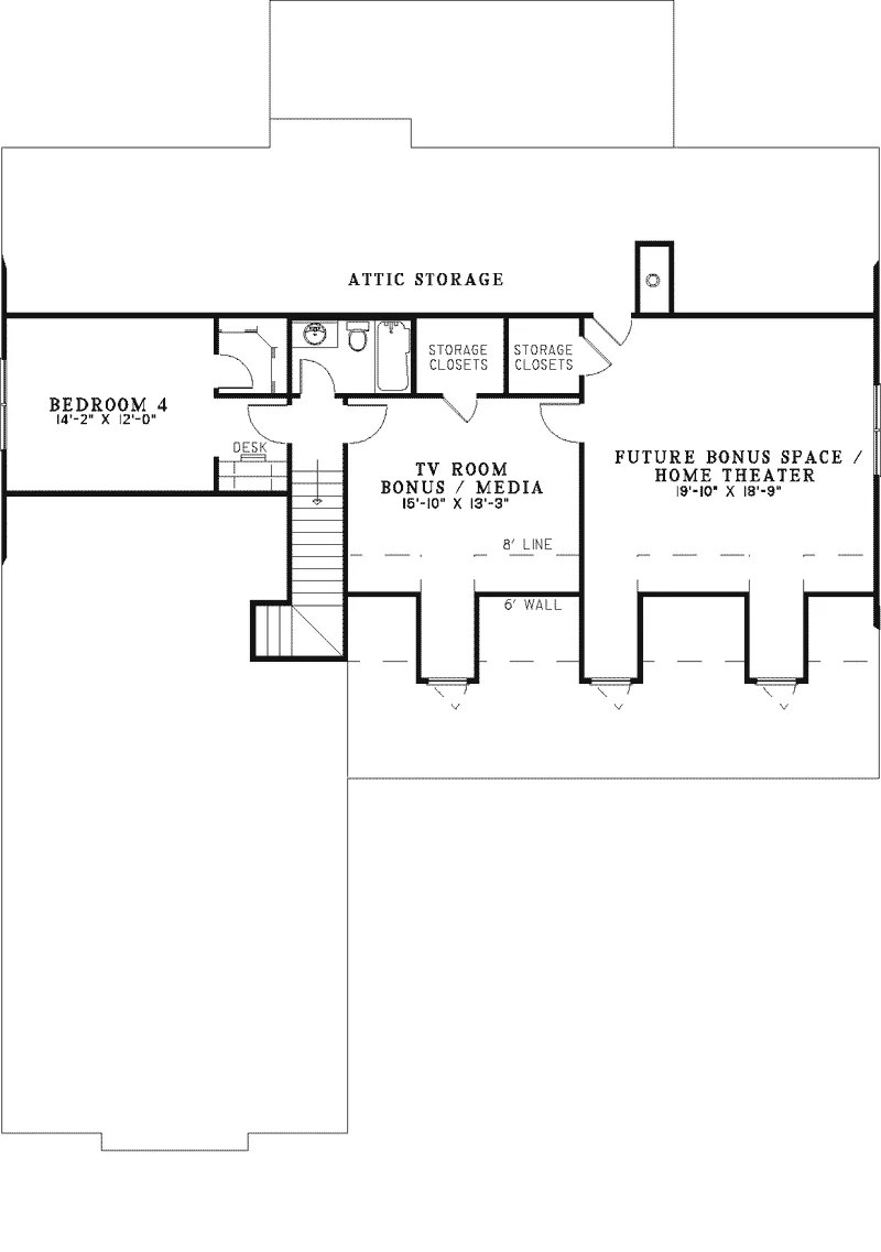Craftsman House Plan Second Floor - Bellmont Trail Craftsman Home 055D-0342 - Search House Plans and More
