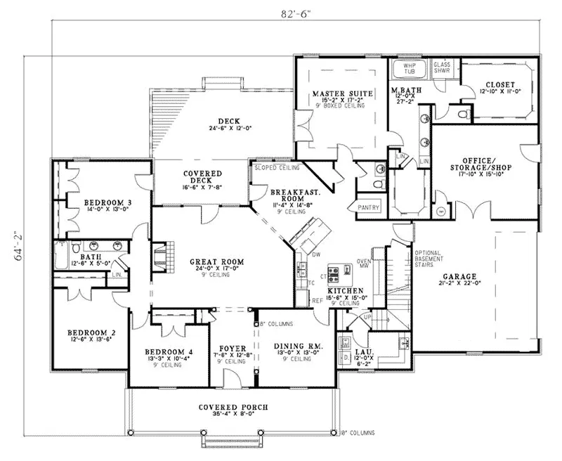 Country House Plan First Floor - Callison Creek Cape Cod Home 055D-0347 - Search House Plans and More