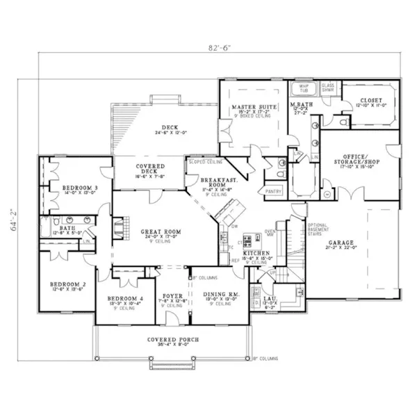 Cape Cod & New England House Plan First Floor - Callison Creek Cape Cod Home 055D-0347 - Search House Plans and More