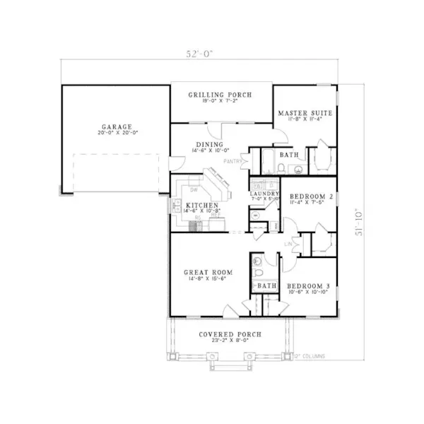 Ranch House Plan First Floor - Kampsville Country Home 055D-0349 - Search House Plans and More