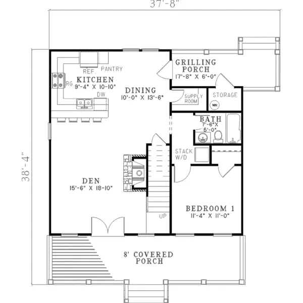 Cabin & Cottage House Plan First Floor - Kirkland Hollow Bungalow Home 055D-0350 - Search House Plans and More