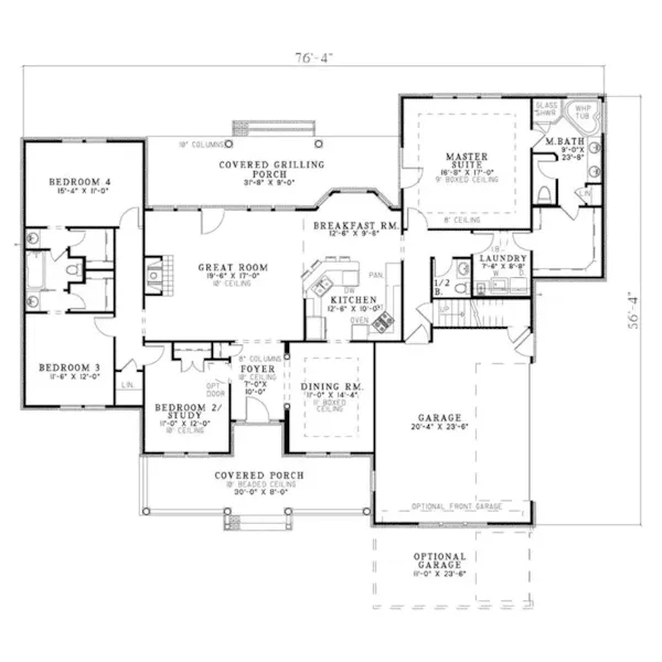 Neoclassical House Plan First Floor - Heffington Neoclassical Home 055D-0354 - Search House Plans and More