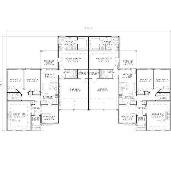 Ranch House Plan First Floor - La Belle Park Ranch Duplex 055D-0358 - Shop House Plans and More