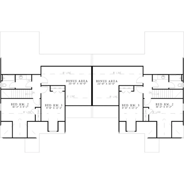 Multi-Family House Plan Second Floor - Harborough Neoclassical Duplex 055D-0360 - Search House Plans and More