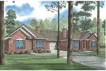 All Brick Ranch Multi-Family Plan With Stylish Gables