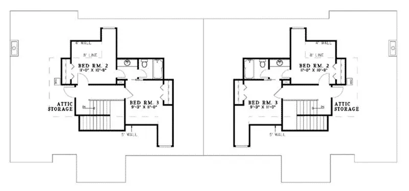 Traditional House Plan Second Floor - Elisha Ranch Duplex Design Plan055D-0363 - Search House Plans and More