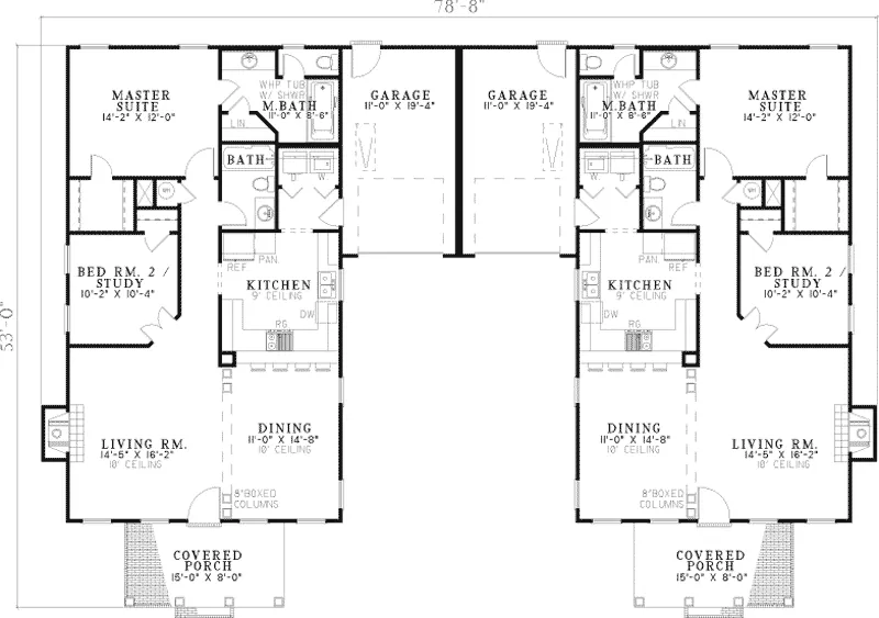 Neoclassical House Plan First Floor - Fordshire Southern Duplex 055D-0365 - Search House Plans and More