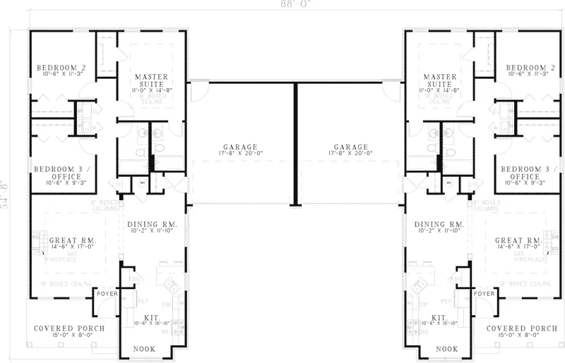 Country House Plan First Floor - Smizer Mill Country Duplex 055D-0366 - Shop House Plans and More